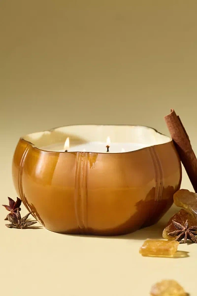 Capri Blue Spiced Amber Glass Decorator Candle In Gold
