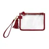 Capri Designs Women's Game Day Clear Tassel Wristlet In Crimson In Pink