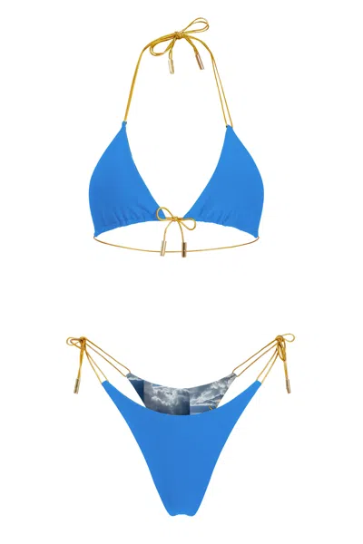 Capri Swim™ Women's Blue / Gold Window Seat Reversible Thongkini Bottom In Multi