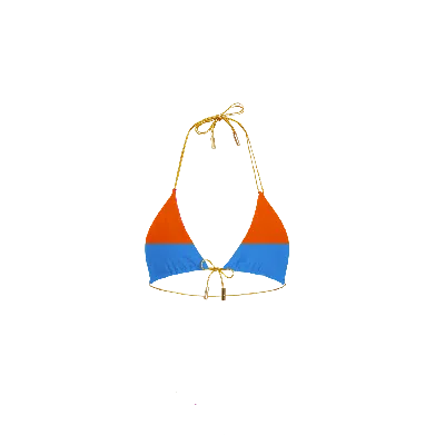 Capri Swim™ Women's Orange / Gold / Blue Made In Nyc Orange & Blue Reversible Bikini Top - Limited Edition