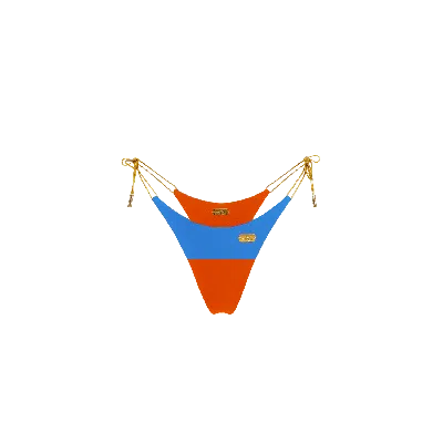 Capri Swim™ Women's Orange / Gold / Blue Made In Nyc Orange & Blue Reversible Thongkini Bottom - Limited Edition In Multi