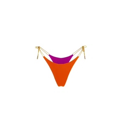 Capri Swim™ Women's Orange / Gold / Purple Solmera Reversible Thongkini Bottom - Fuchsia & Neon Orange In Multi