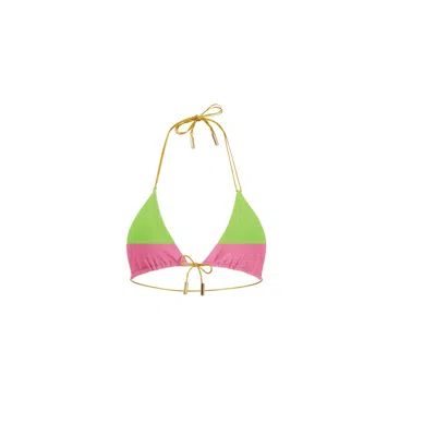 Capri Swim™ Women's Pink / Gold Prism Reversible Bikini Top - Neon Green, Rose Pink & Lavender In Multi