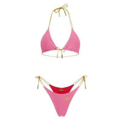 Capri Swim™ Women's Pink / Gold / Red Lover Girl Reversible Bikini Top - Limited Edition In Multi