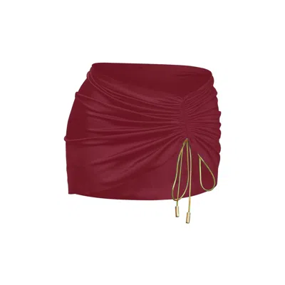 Capri Swim™ Women's Red / Gold Resort Mini Skirt: Wine In Multi