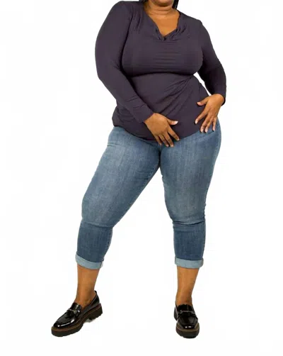 Capsule 121 Borsen Long Sleeve Top - Plus In Navy In Purple