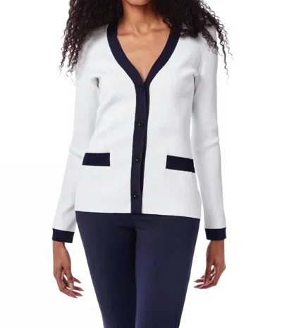 Capsule 121 Hilda Sweater Blazer In White With Navy Trim