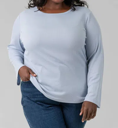 Capsule 121 Mars Long Sleeve Crew Neck Top - Plus In Hydrangea In Blue