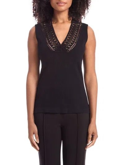 Capsule 121 Women's Extensive Ribbed Crochet Sweater Vest In Black