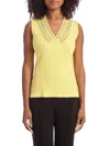 Capsule 121 Women's Extensive Ribbed Crochet Sweater Vest In Yellow