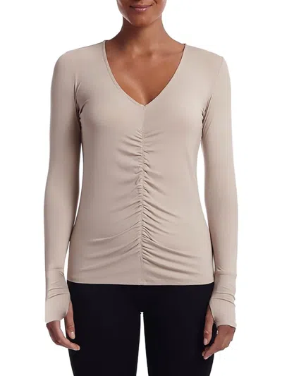 Capsule 121 Women's Stafford Ruched V Neck Top In Beige
