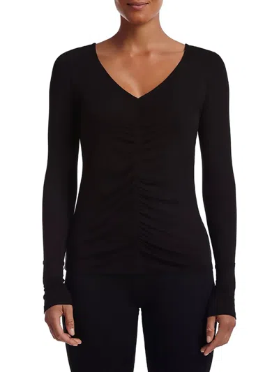 Capsule 121 Women's Stafford Ruched V Neck Top In Black