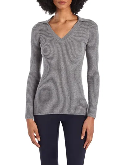 Capsule 121 Women's The Sierra Long Sleeve Sweater Polo In Grey