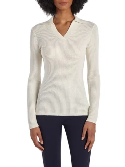 Capsule 121 Women's The Sierra Long Sleeve Sweater Polo In White