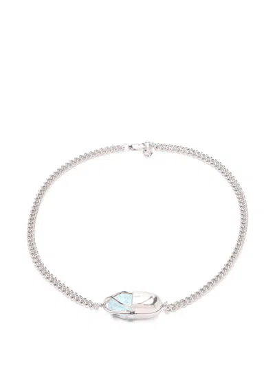 Capsule Eleven Capsule Crystal Aquamarine Necklace In Metallic