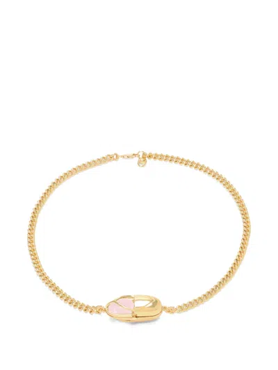 Capsule Eleven Capsule Crystal Pink Quartz Necklace In Gold
