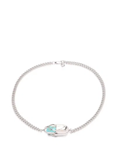 Capsule Eleven Capsule Crystal Turquoise Necklace In Silver