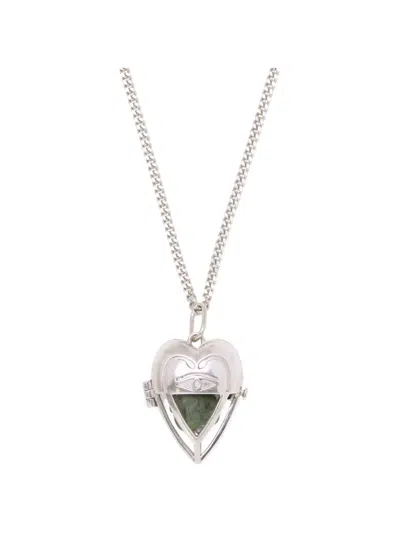 Capsule Eleven Heart-pendant Emerald Necklace In Burgundy