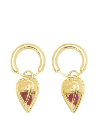 Capsule Eleven Heart-pendant Hoop Earrings In Gold