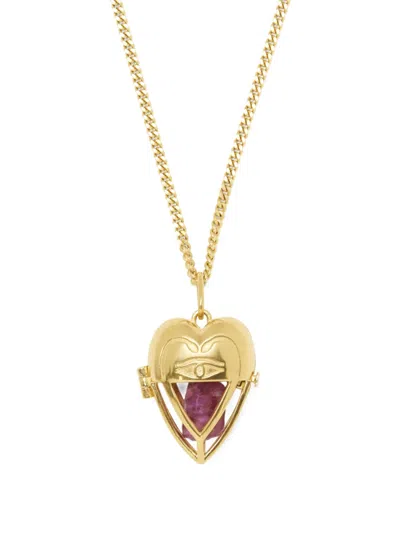 Capsule Eleven Heart-pendant Ruby Necklace In Gold