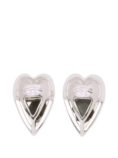 Capsule Eleven Heart-shape Onyx Stud Earrings In Gold