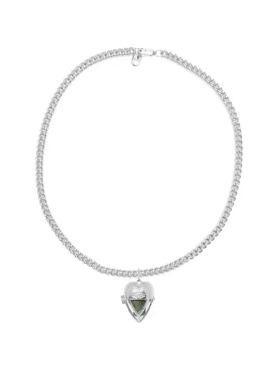 Capsule Eleven Heart-pendant Emerald Necklace In Transparent