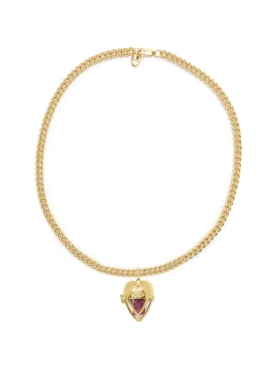 Capsule Eleven Heart-pendant Ruby Necklace In Gold
