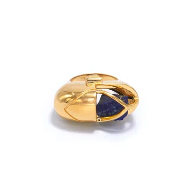 Capsule Eleven Women's Blue Capsule Crystal Ring- Vermeil - Lapis Lazuli In Gold