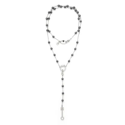 Capsule Eleven Women's Egyptian Rosary Necklace Hematite - Silver In Metallic