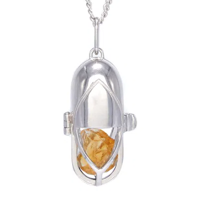 Capsule Eleven Women's Gold Capsule Crystal Pendant - Sterling Silver - Citrine In Metallic