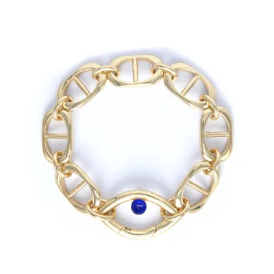 Capsule Eleven Women's Gold Chain Eye Bracelet Lapis Lazuli