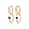 CAPSULE ELEVEN WOMEN'S GOLD CHAIN EYE EARRINGS LAPIS LAZULI