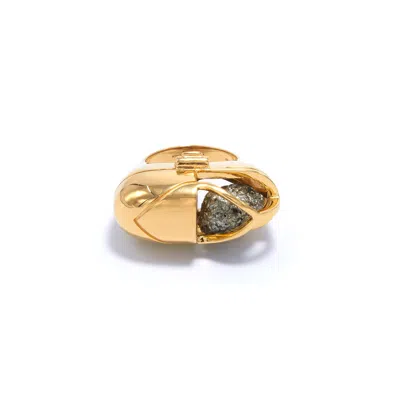 Capsule Eleven Women's Grey Capsule Crystal Ring - Vermeil - Pyrite In Gold