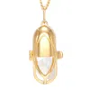 Capsule Eleven Quartz Crystal Capsule Hoop Earring In Gray/yellow
