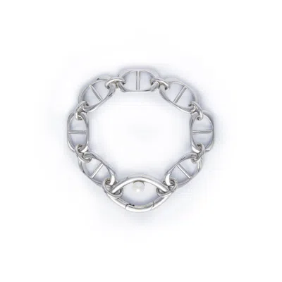 Capsule Eleven Women's Silver Chain Pearl Eye Bracelet In Metallic