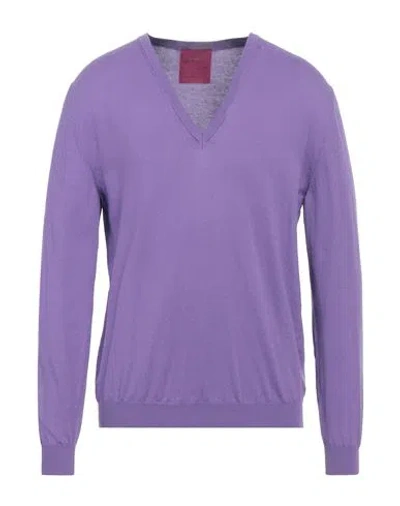 Capsule Knit Man Sweater Purple Size Xl Cotton In Purple
