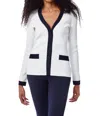 Capsule 121 Hilda Sweater Blazer In White With Navy Trim In Multi