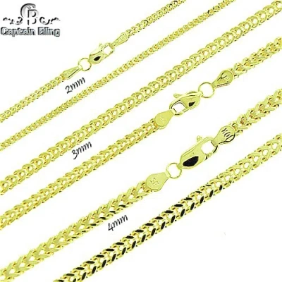 Pre-owned Captain Bling 10kt Franco Yellow Gold Necklace - Premium Diamond Cut, Brand New, Real Gold