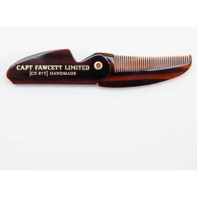 Captain Fawcett Folding Pocket Moustache Comb In Brown