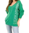 Capucine De Wulf Arianna Pullover V-neck Knit Sweater In Emerald Green In Green