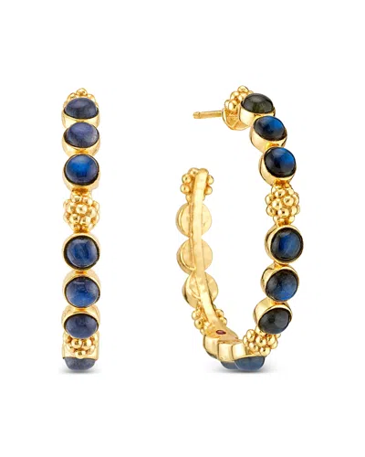 Capucine De Wulf Berry Blue Labradorite Medium Hoop Earrings In Blue/gold