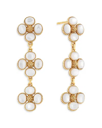 Capucine De Wulf Berry Clover Mother Of Pearl Linear Earrings In White