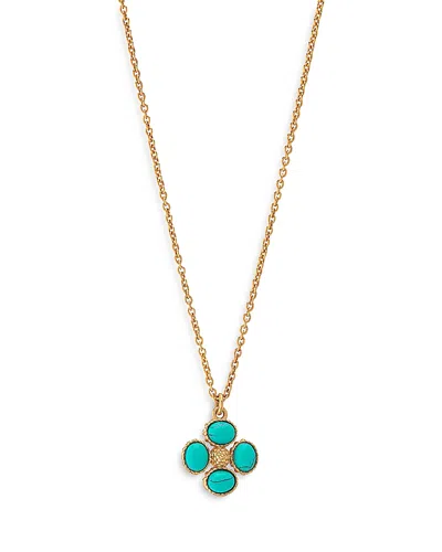 Capucine De Wulf Berry Clover Turquoise Double Sided Charm Necklace, 16-18 In Gold