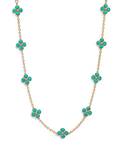 Capucine De Wulf Berry Clover Turquoise Double Sided Necklace, 16 In Gold