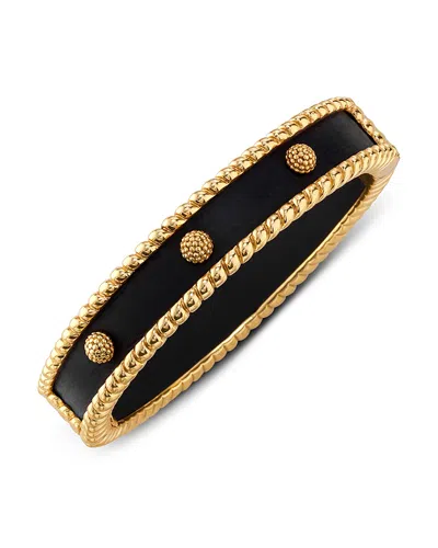 Capucine De Wulf Berry Ebony Beaded Edge Hinged Bangle Bracelet In Black/gold