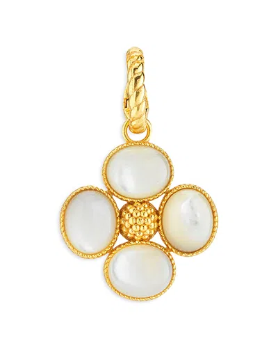 Capucine De Wulf Berry Mother Of Pearl Clover Double Sided Pendant In 18k Gold Plated In Neutral