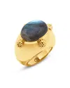 Capucine De Wulf Cleopatra Oval Labradorite Ring In Blue/gold