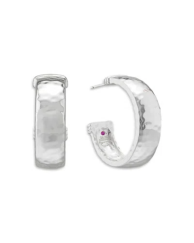 Capucine De Wulf Cleopatra Textured Small Hoop Earrings In Silver