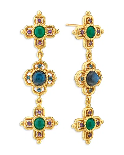 Capucine De Wulf Contessa Multi Gemstone Linear Drop Earrings