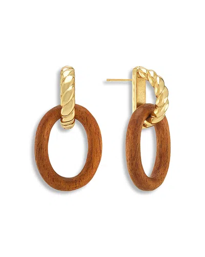 Capucine De Wulf Earth Goddess Teak Link Drop Earrings In Gold